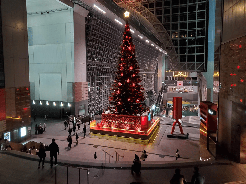 Christmas tree in Kyoto Station, Japan. 